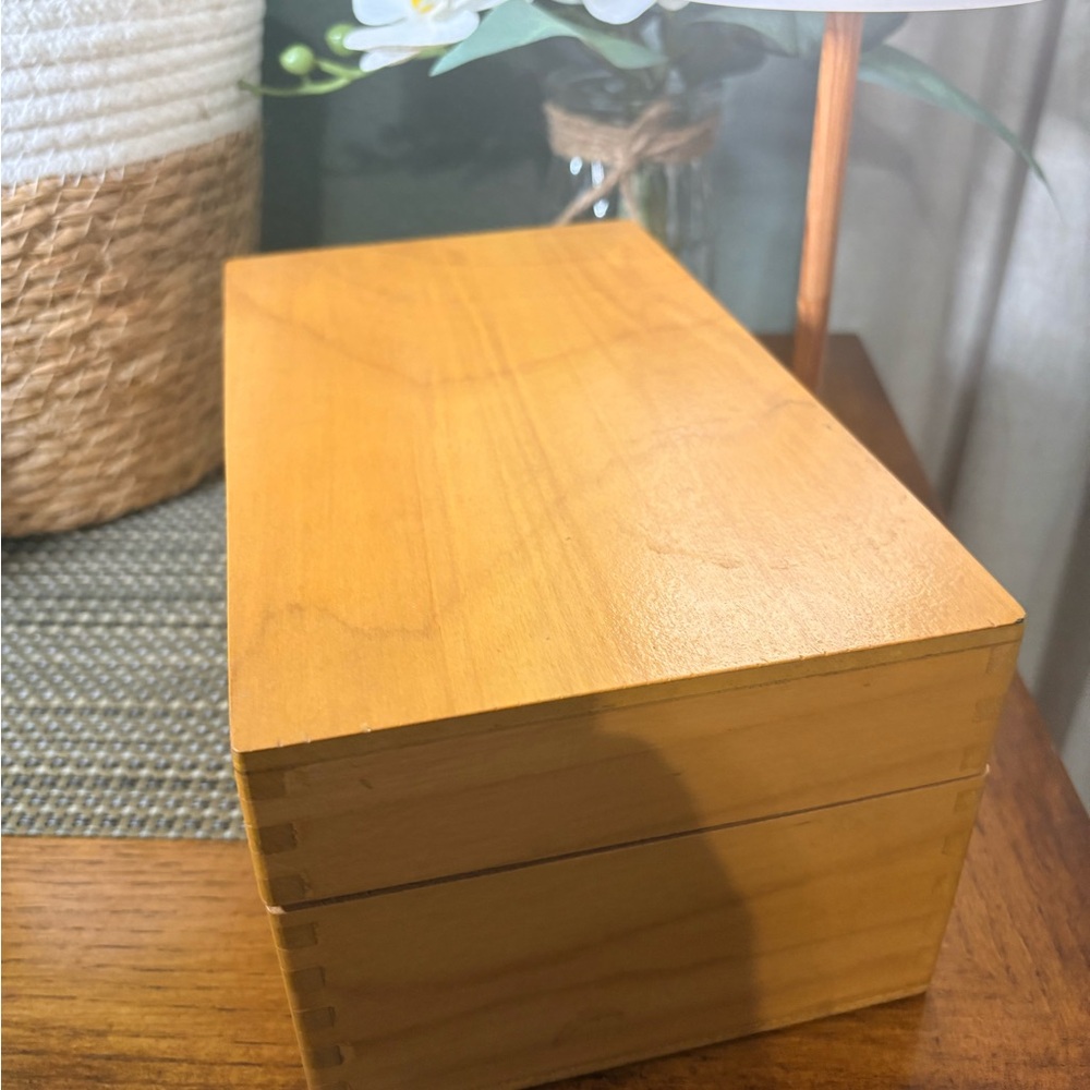 Vintage RST Wooden Recipe Box Sliding Card Holder Dovetail 3x5 Made USA - Picture 6 of 10